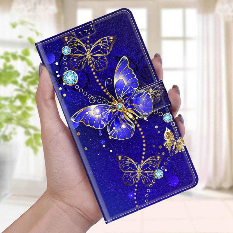 Kotelot Samsung Galaxy M23 5G Suojaketju Kuori Strap Butterflies Fani