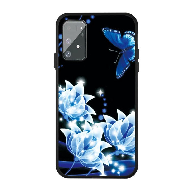 Kuori Samsung Galaxy S10 Lite Butterfly Ja Blue Flowers