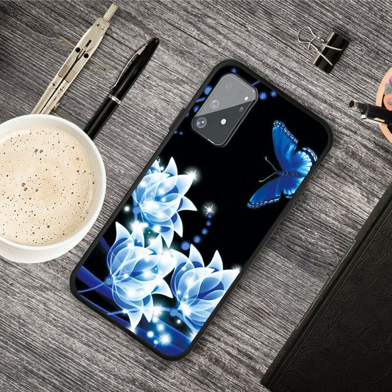 Kuori Samsung Galaxy S10 Lite Butterfly Ja Blue Flowers