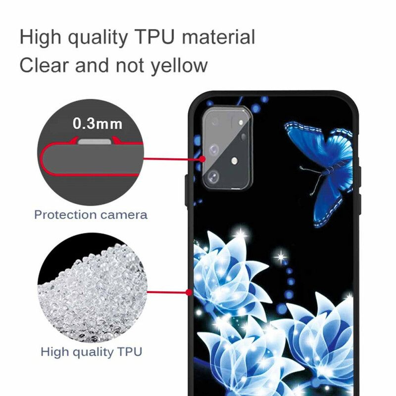 Kuori Samsung Galaxy S10 Lite Butterfly Ja Blue Flowers