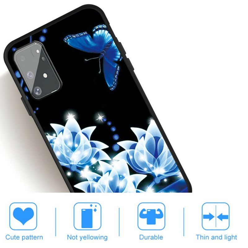 Kuori Samsung Galaxy S10 Lite Butterfly Ja Blue Flowers