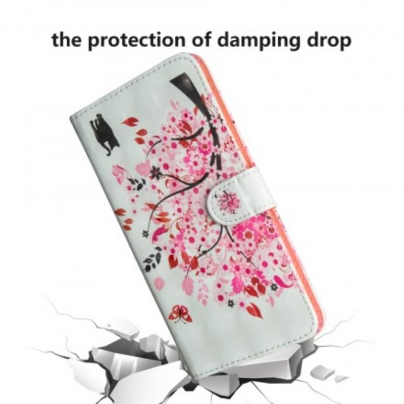 Flip Case Samsung Galaxy A70 Vaaleanpunainen Puu