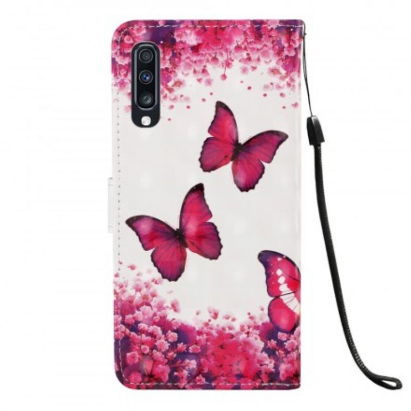 Kotelot Samsung Galaxy A70 Red Butterflies