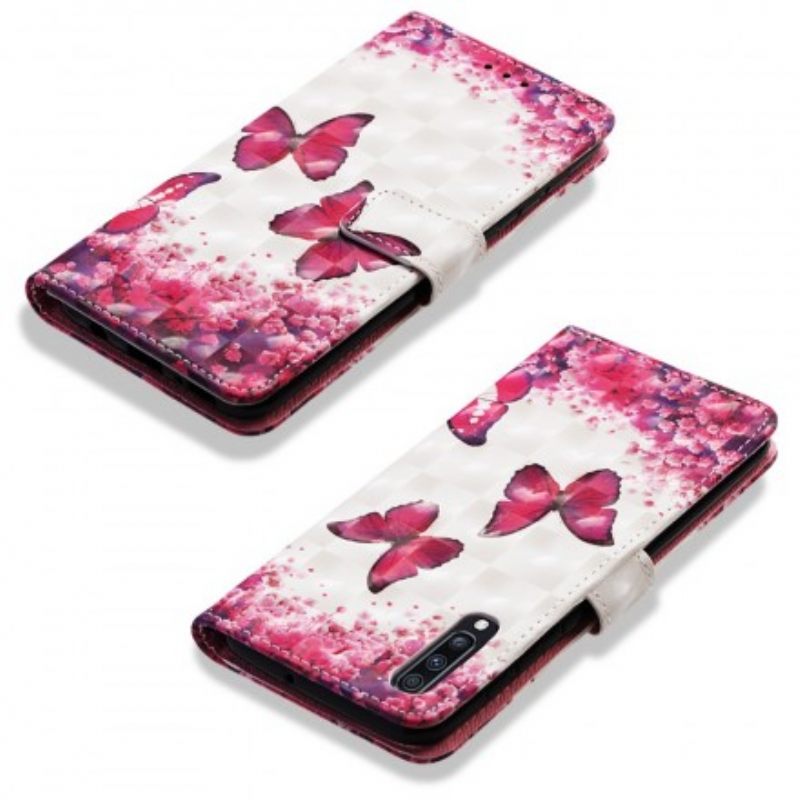 Kotelot Samsung Galaxy A70 Red Butterflies