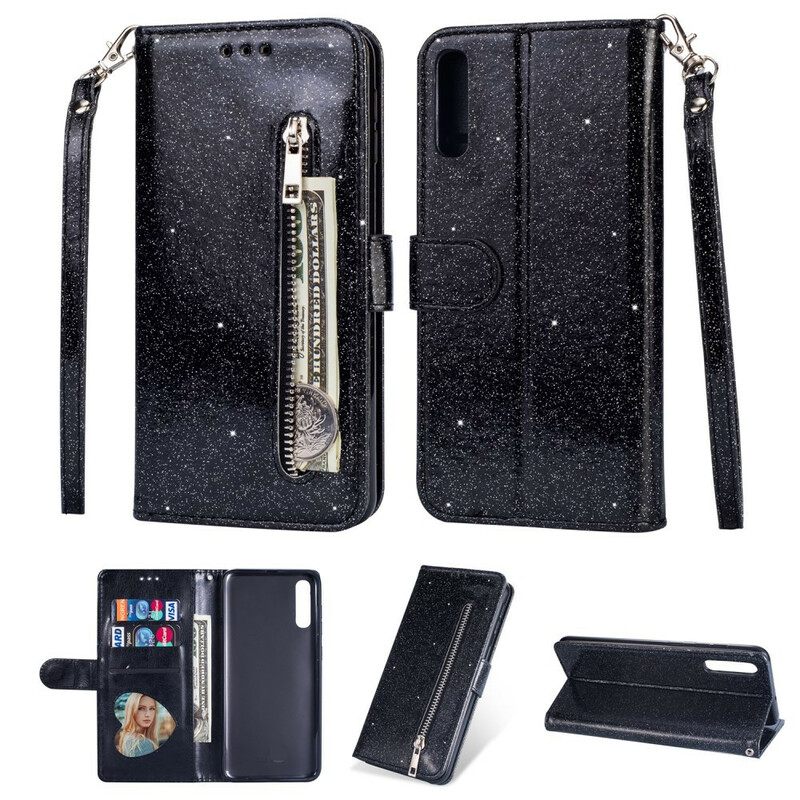 Kotelot Samsung Galaxy A70 Suojaketju Kuori Glitter Strap Kolikkokukkaro