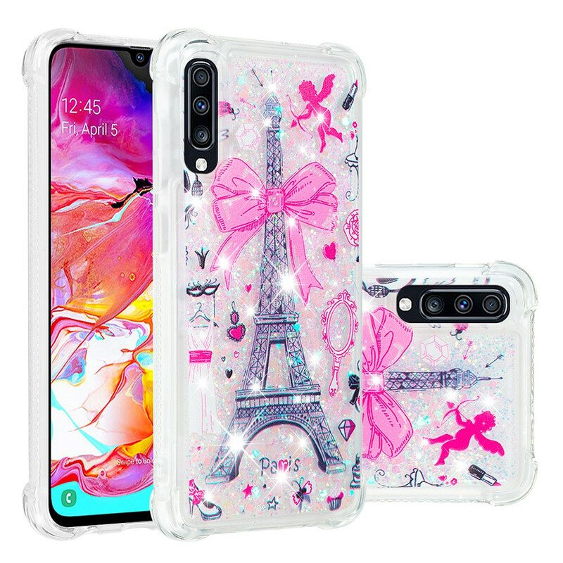 Kuori Samsung Galaxy A70 Eiffel-tornin Paljetteja