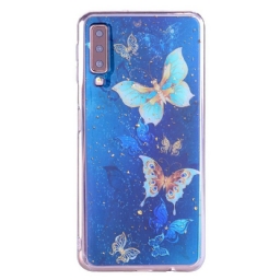 Kuori Samsung Galaxy A70 Perhosia Ja Paljetteja