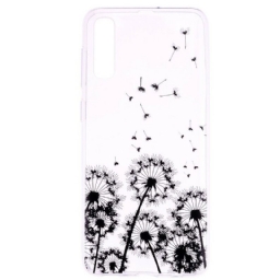 Kuori Samsung Galaxy A70 Transparent Black Dandelions