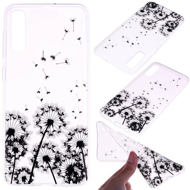 Kuori Samsung Galaxy A70 Transparent Black Dandelions