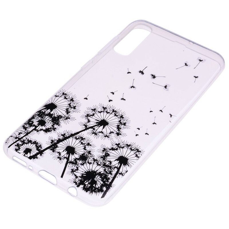 Kuori Samsung Galaxy A70 Transparent Black Dandelions