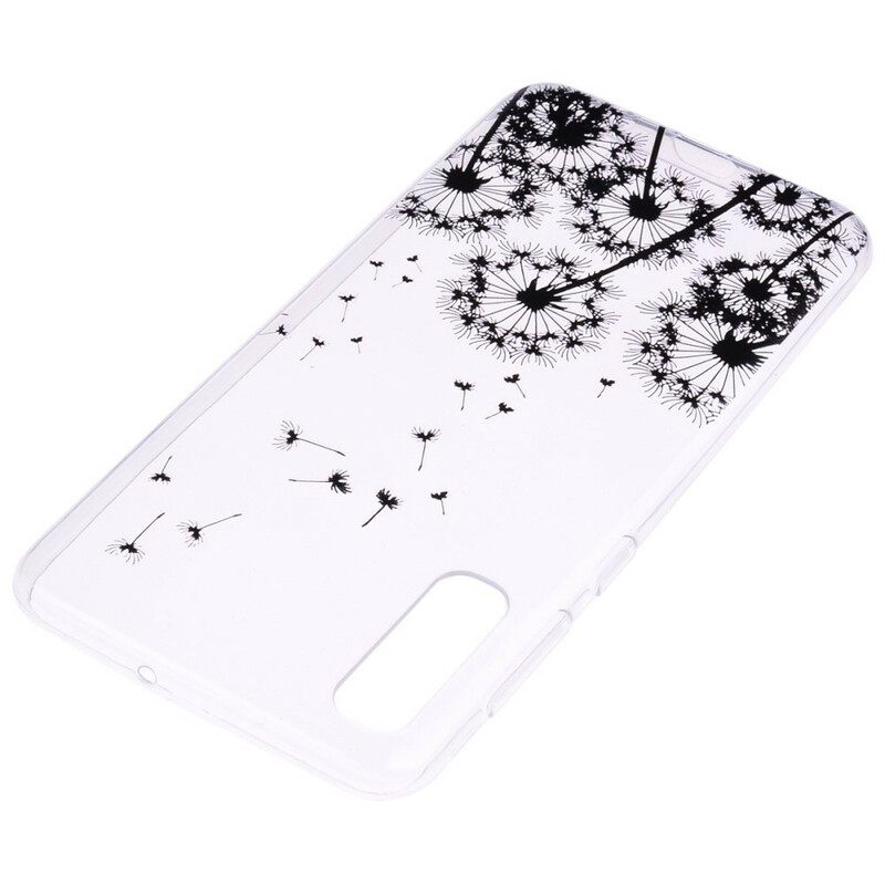 Kuori Samsung Galaxy A70 Transparent Black Dandelions