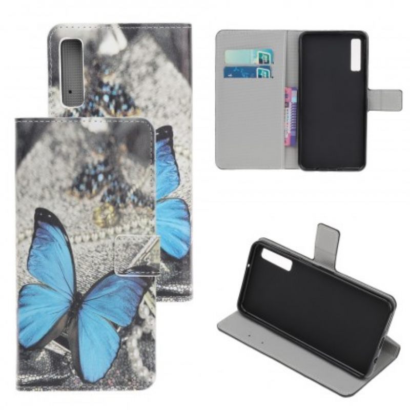 Nahkakotelo Samsung Galaxy A70 Blue Butterfly