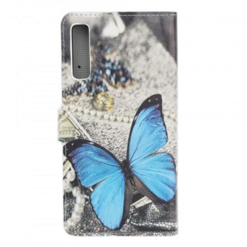 Nahkakotelo Samsung Galaxy A70 Blue Butterfly