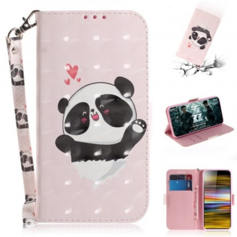 Kotelot Sony Xperia 10 Plus Suojaketju Kuori Panda Love In Lanyard