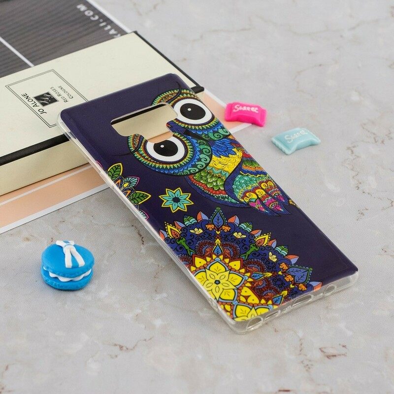 Kuori Samsung Galaxy Note 9 Owl Fluoresoiva Mandala