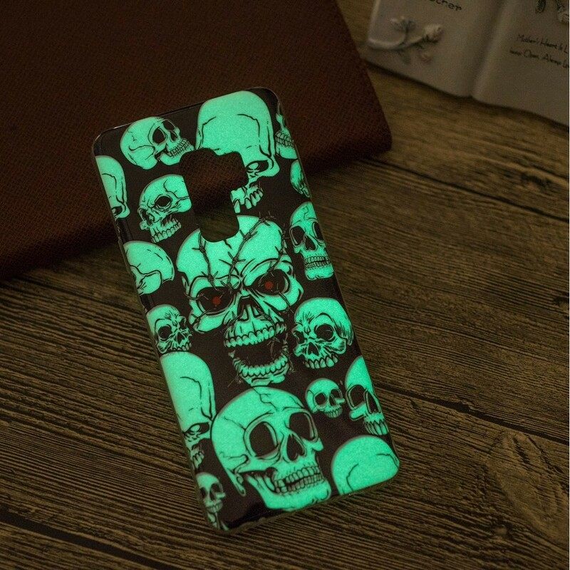 Case Samsung Galaxy S9 Varoitus Fluoresoivat Pääkallot