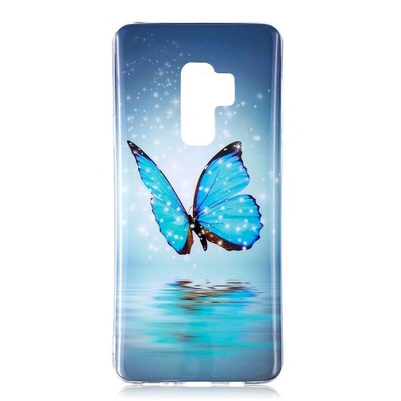 Kuori Samsung Galaxy S9 Fluoresoiva Sininen Perhonen