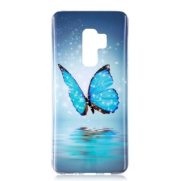 Kuori Samsung Galaxy S9 Fluoresoiva Sininen Perhonen