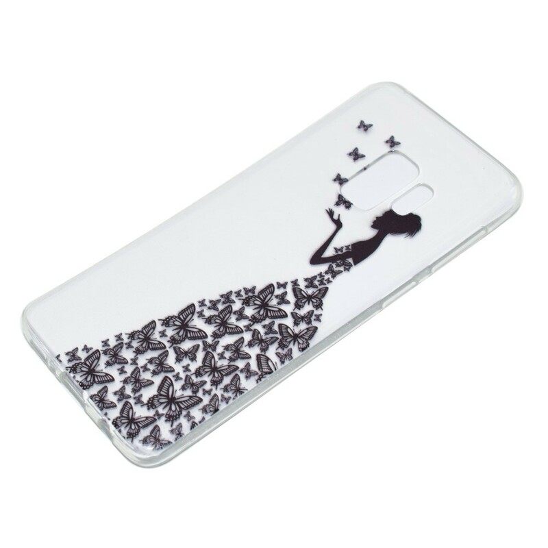 Kuori Samsung Galaxy S9 Transparent Butterflies Mekko