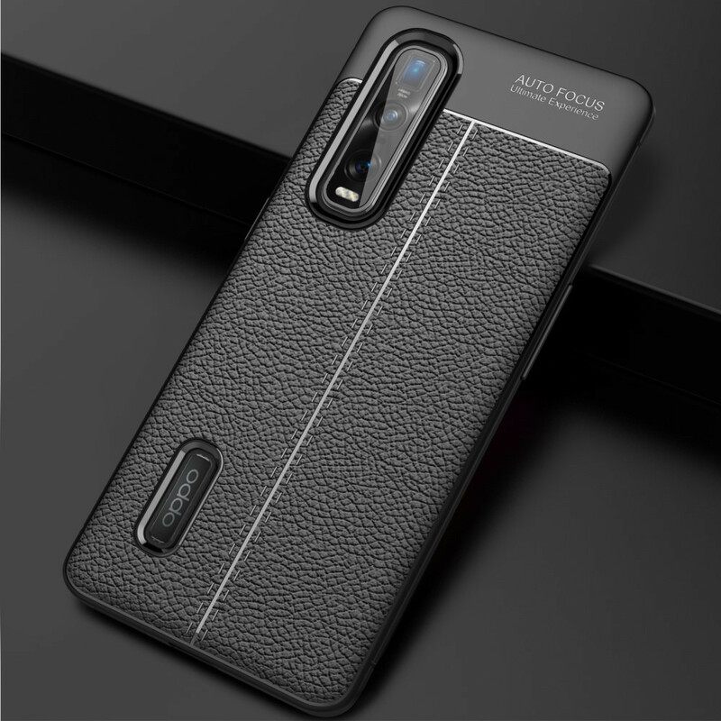 Kuori Oppo Find X2 Pro Double Line Litchi Leather Effect