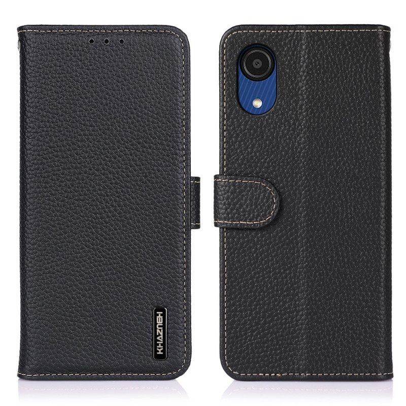 Flip Case Samsung Galaxy A03 Core Aito Litšinahka Khazneh Rfid