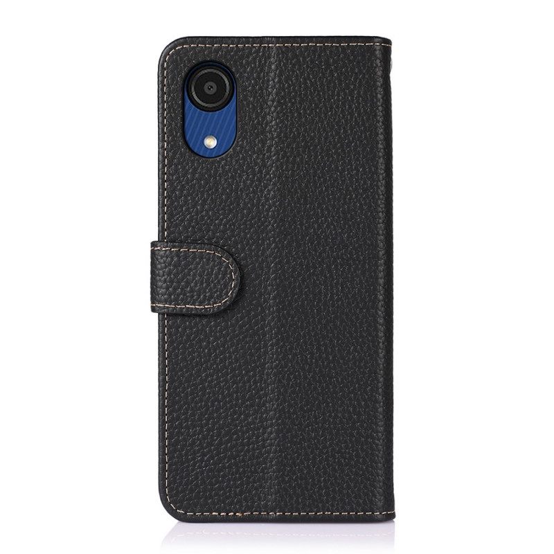 Flip Case Samsung Galaxy A03 Core Aito Litšinahka Khazneh Rfid