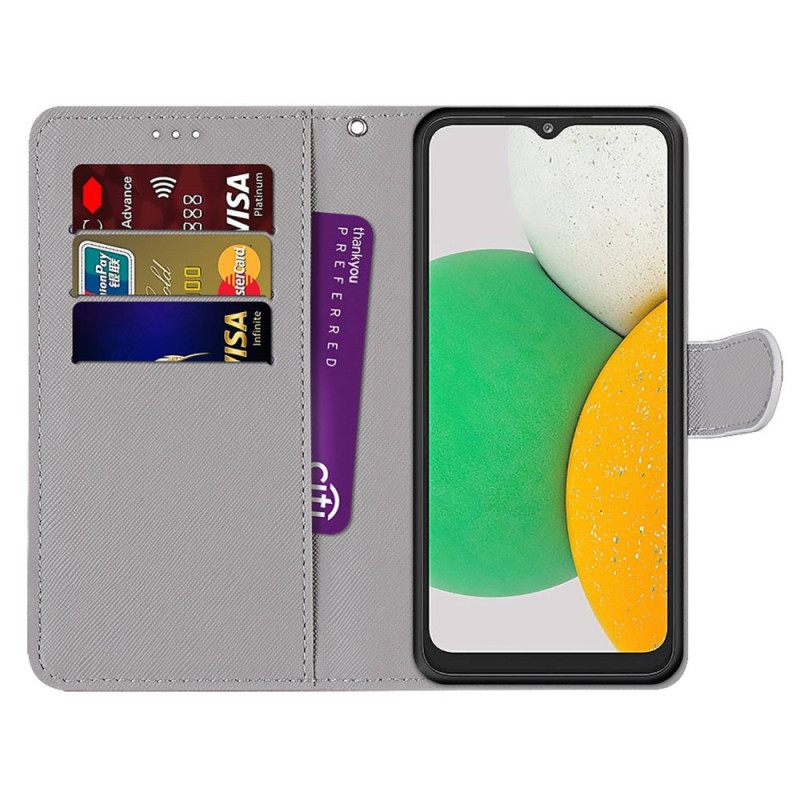 Flip Case Samsung Galaxy A03 Core Kolmio Marmorissa Ja Paljeteissa