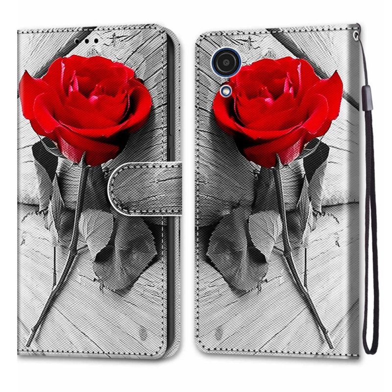 Flip Case Samsung Galaxy A03 Core Suojaketju Kuori Romanttinen Ruusu Hihnalla