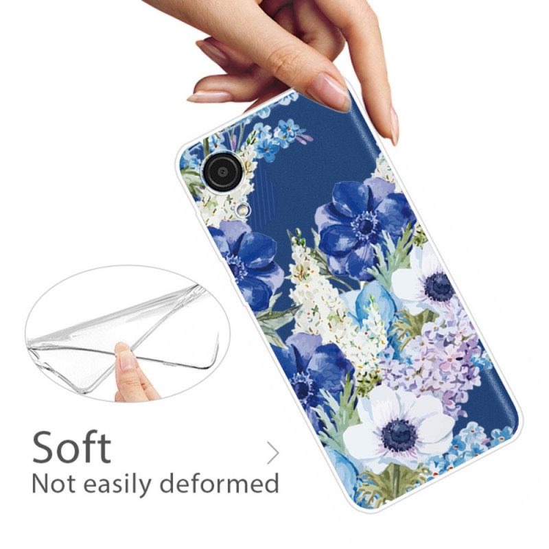 Kuori Samsung Galaxy A03 Core Watercolour Blue Flowers