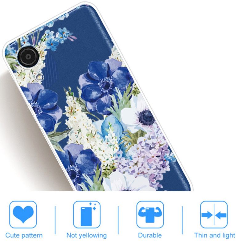 Kuori Samsung Galaxy A03 Core Watercolour Blue Flowers