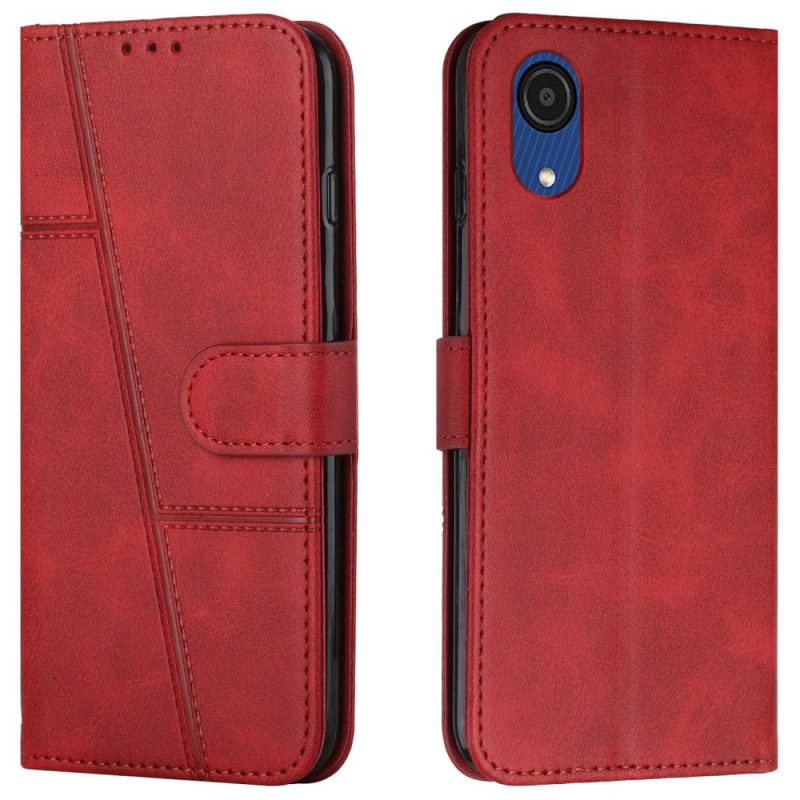 Nahkakotelo Samsung Galaxy A03 Core Suojaketju Kuori Leather Effect Geo Strappy