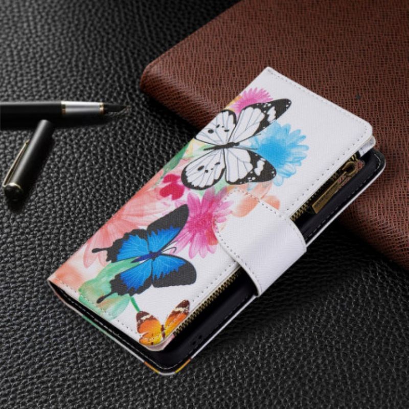 Kotelot Oppo Reno 6 5G Butterflies Vetoketjullinen Tasku