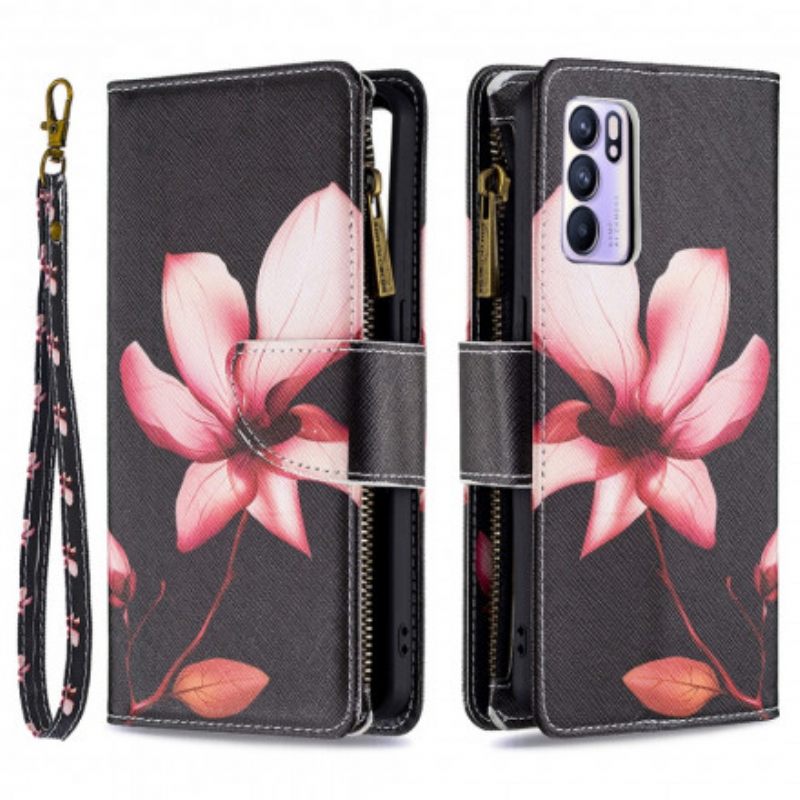 Kotelot Oppo Reno 6 5G Flower Vetoketjullinen Tasku