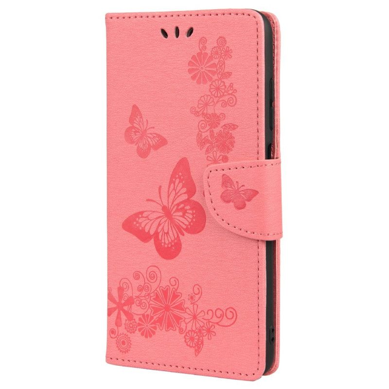 Kotelot Oppo Reno 6 5G Suojaketju Kuori Splendid Butterflies Hihnalla