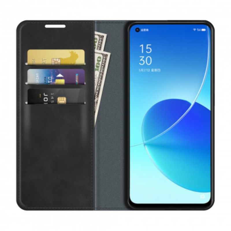 Puhelinkuoret Oppo Reno 6 5G Kotelot Flip Pehmeä Nahkaefekti