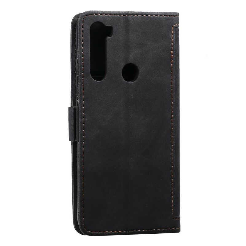 Flip Case Xiaomi Redmi Note 8T Kaksisävyiset Keinonahkavahvistetut Ääriviivat