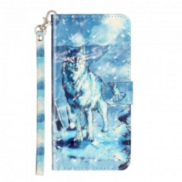 Flip Case Xiaomi Redmi Note 8T Suojaketju Kuori Wolf Light Strap Kohdevalot