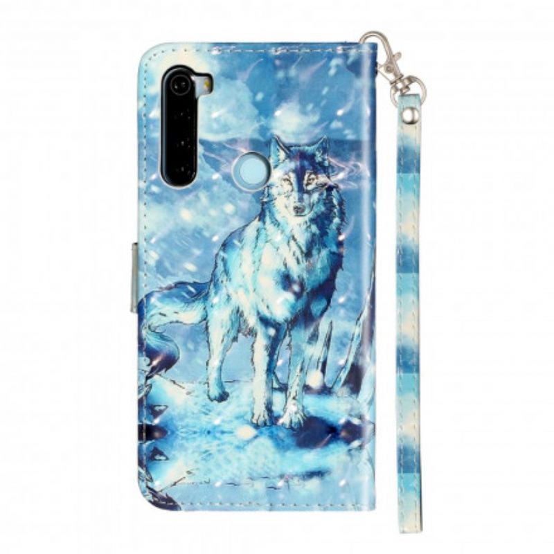 Flip Case Xiaomi Redmi Note 8T Suojaketju Kuori Wolf Light Strap Kohdevalot