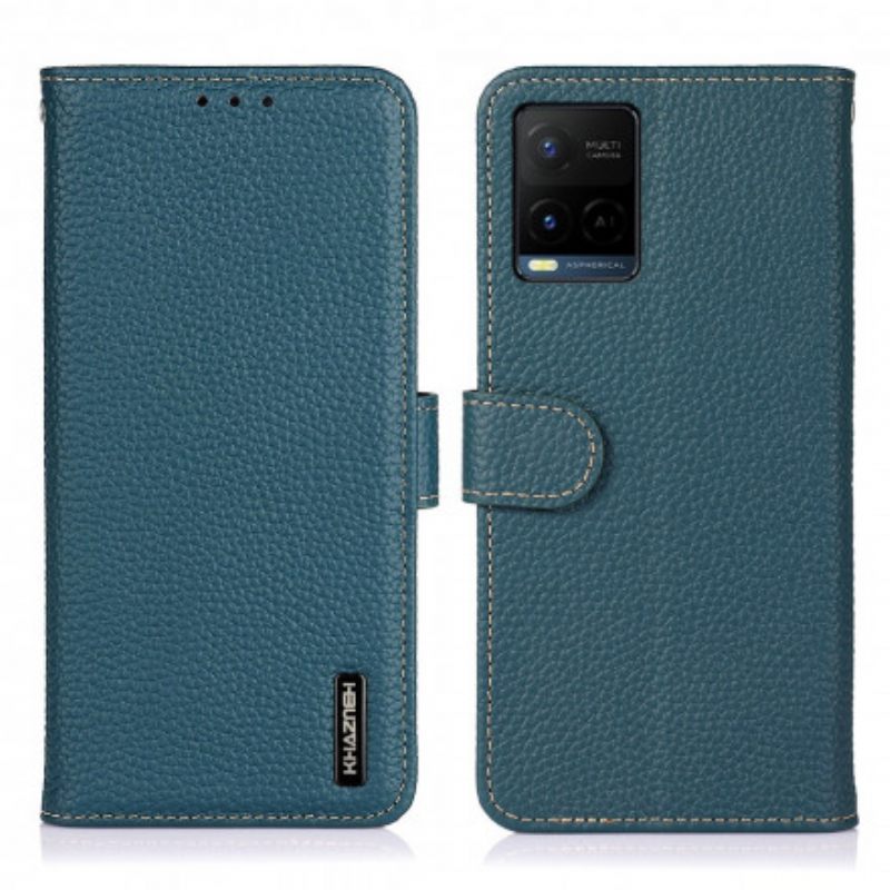 Flip Case Vivo Y33s / Y21 / Y21s Litchi Nahka Khazneh