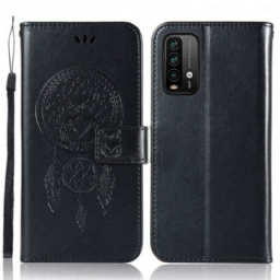 Flip Case Poco M3 Nahkaefekti Dreamcatcher Pöllö