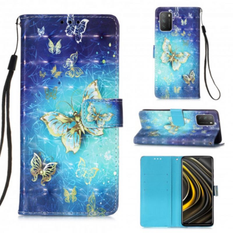 Kotelot Poco M3 Golden Butterflies