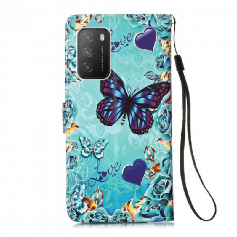 Kotelot Poco M3 Suojaketju Kuori Love Butterflies In Strap