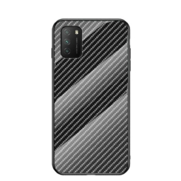 Kuori Poco M3 Carbon Fiber Karkaistu Lasi