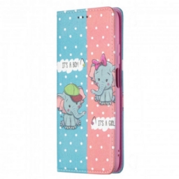 Puhelinkuoret Poco M3 Kotelot Flip Baby Elephants