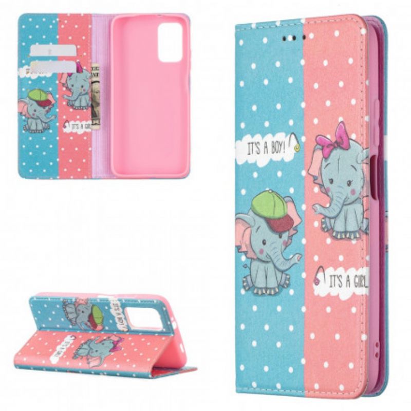 Puhelinkuoret Poco M3 Kotelot Flip Baby Elephants