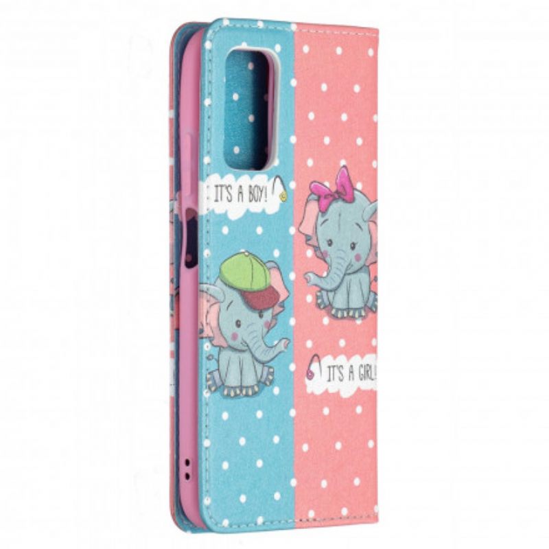 Puhelinkuoret Poco M3 Kotelot Flip Baby Elephants