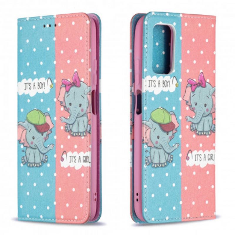 Puhelinkuoret Poco M3 Kotelot Flip Baby Elephants