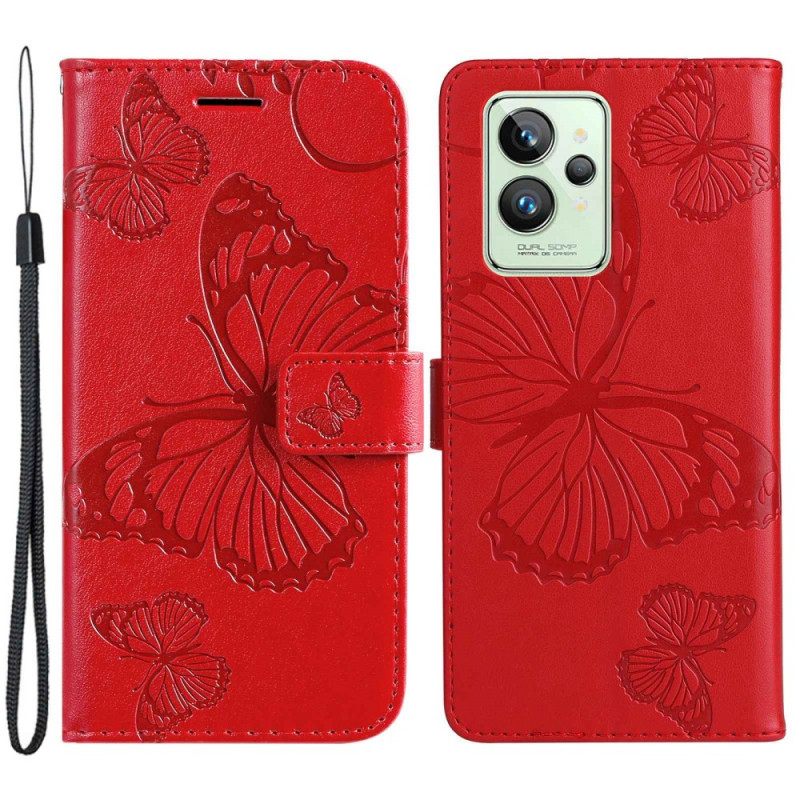 Flip Case Realme GT2 Pro Suojaketju Kuori Giant Thong Butterflies