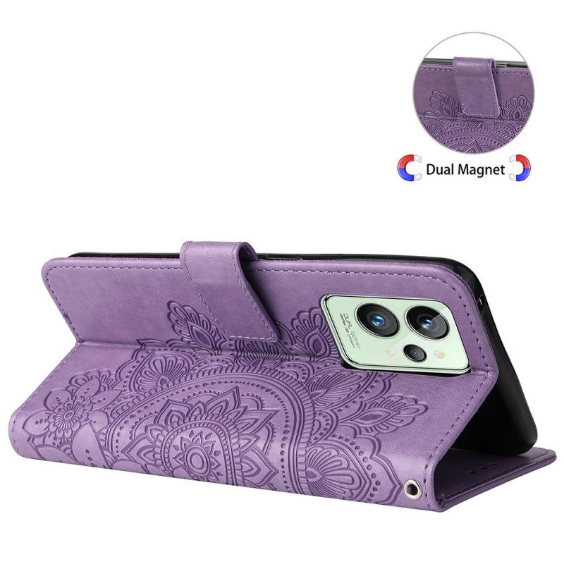 Flip Case Realme GT2 Pro Suojaketju Kuori Strappy Mandala