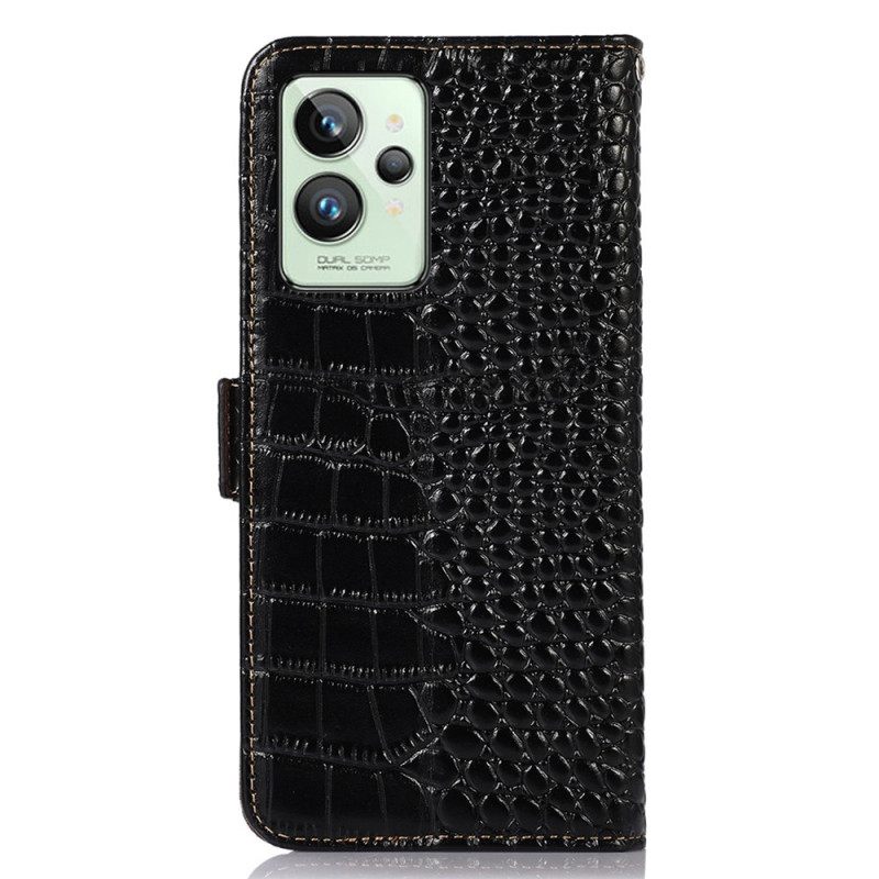 Nahkakotelo Realme GT2 Pro Crocodile Style Aitoa Nahkaa Rfid